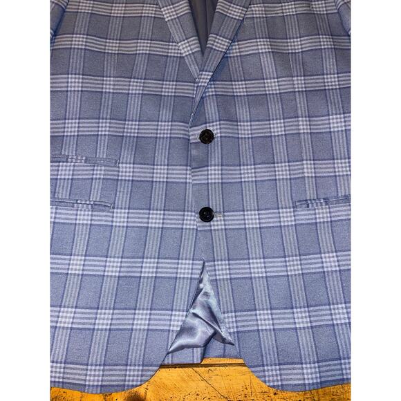 Mens The Savile Row Company Blue Plaid Spring Pockets‎ Buttons Blazer Size 44R - Picture 6 of 16